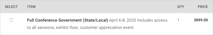 Google Cloud Next Registration：Statle/Local （州/地方） を選択すると表示される個人チケット