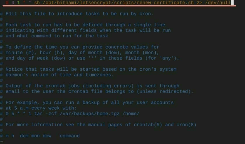[Bitnami] crontab を自動更新スクリプトを追記