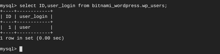 ターミナル：WordPressのユーザー一覧