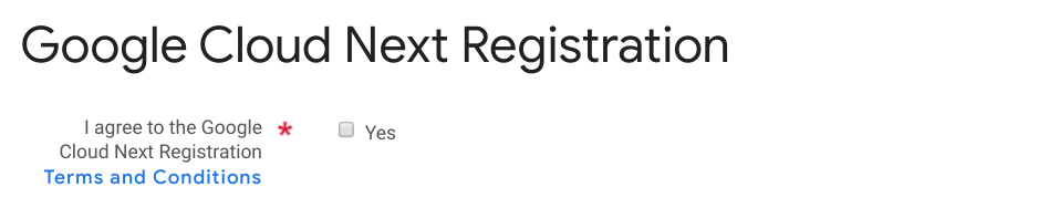 Google Cloud Next Registration：利用規約に関する項目