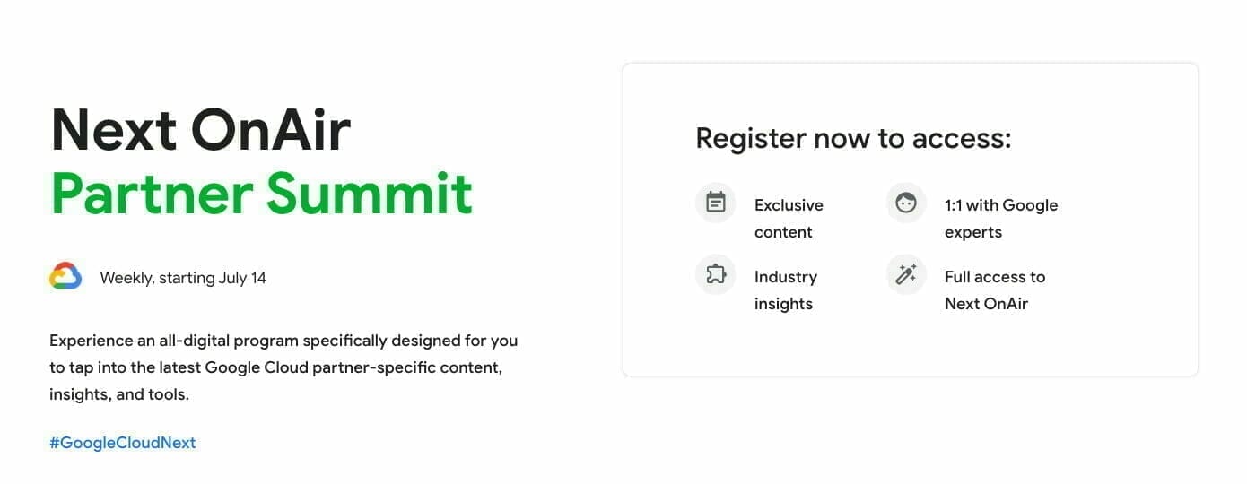Google Cloud Next ’20: OnAir Partner Summit