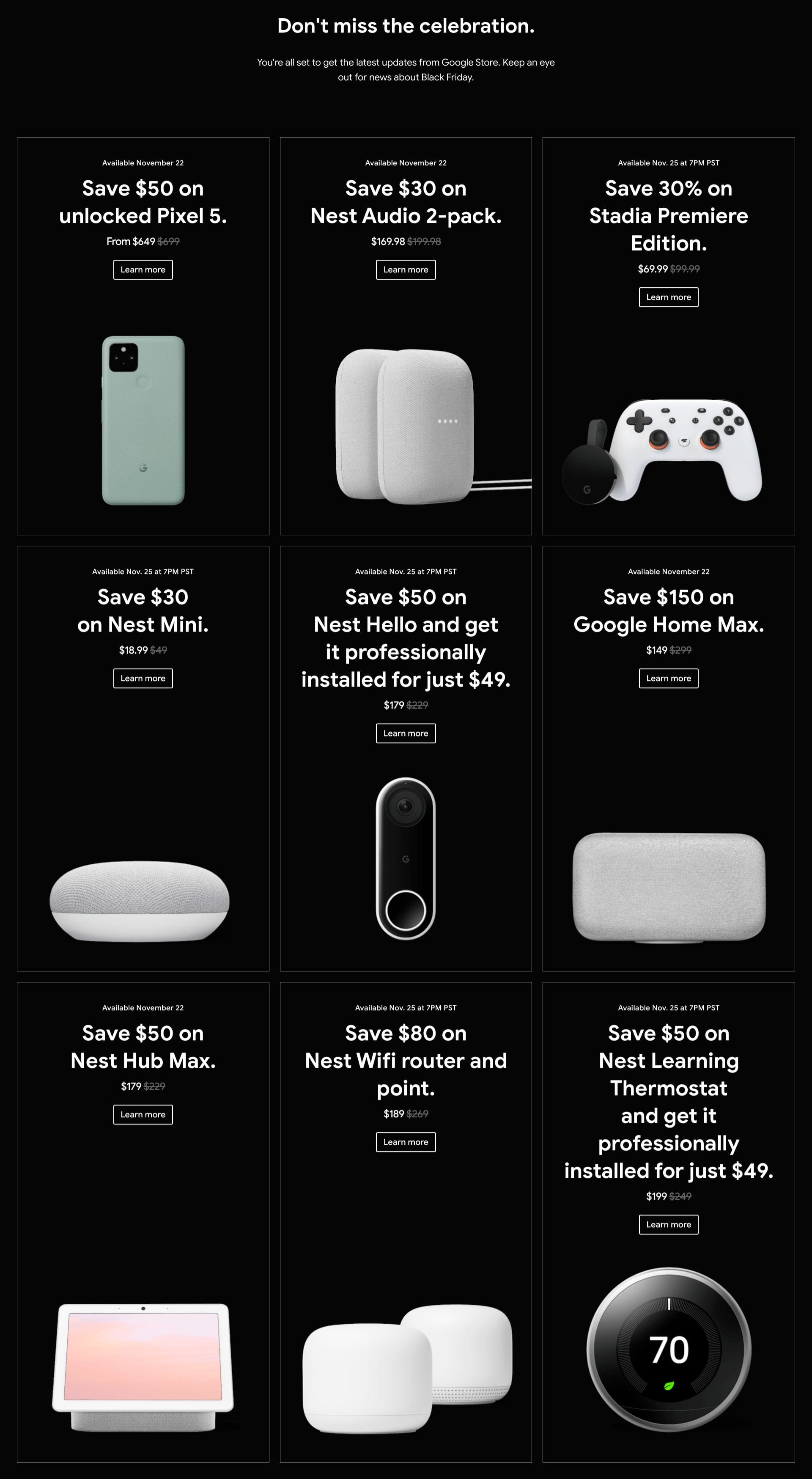 [Google Store] アメリカでのBlack Friday の対象商品