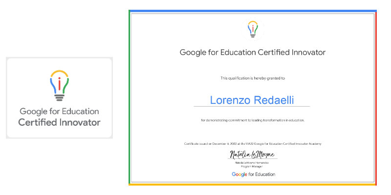 Google for Education 認定イノベーターのバッジと認定証