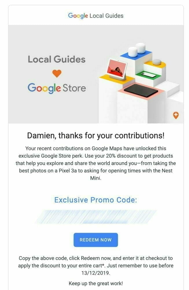Google Local Guides Contributions Mail