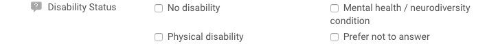 Google Cloud Next Registration：身体障害に関する項目