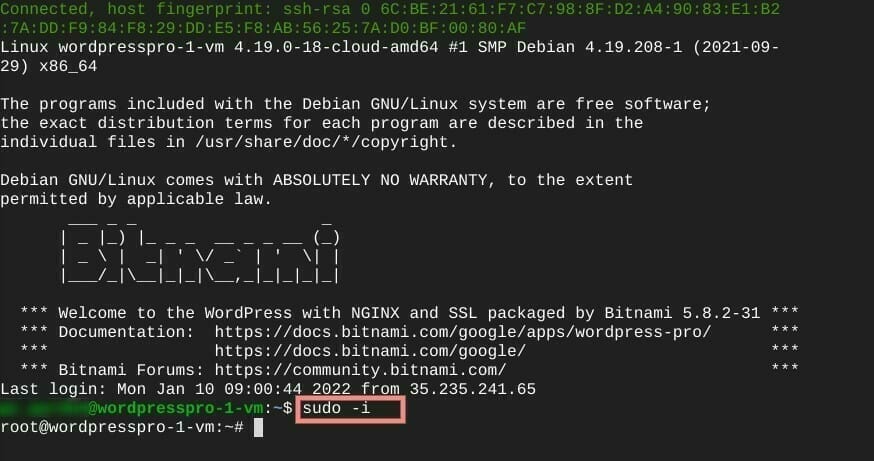 [Bitnami] root 権限に変更