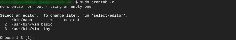 ターミナル：crontab エディターを開く