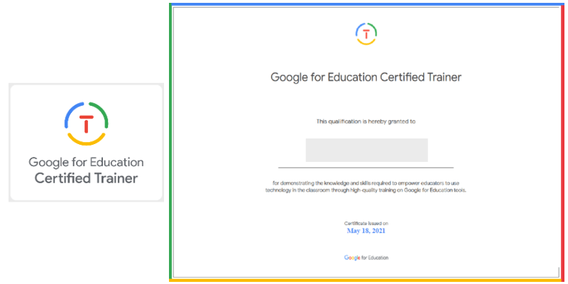 Google 認定トレーナーのバッジと認定証