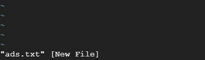 ターミナル:ads.txt の新規作成
