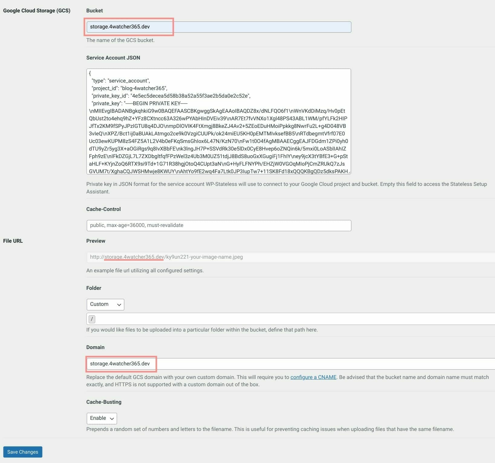 [WordPress] WP-Stateless でドメイン設定
