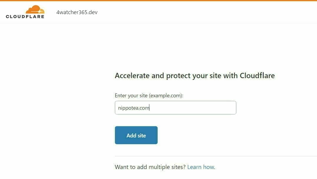 Cloudflare 設定:サイト名 を登録