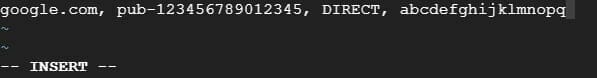 ターミナル:ads.txt コードを入力