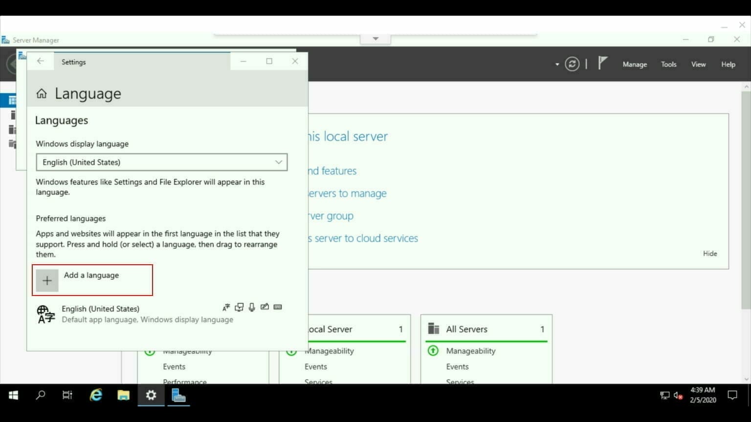 Windows コントロールパネル：日本語 言語をインストール。
