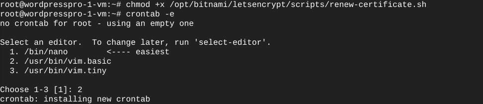 [Bitnami] crontab を vim で開く
