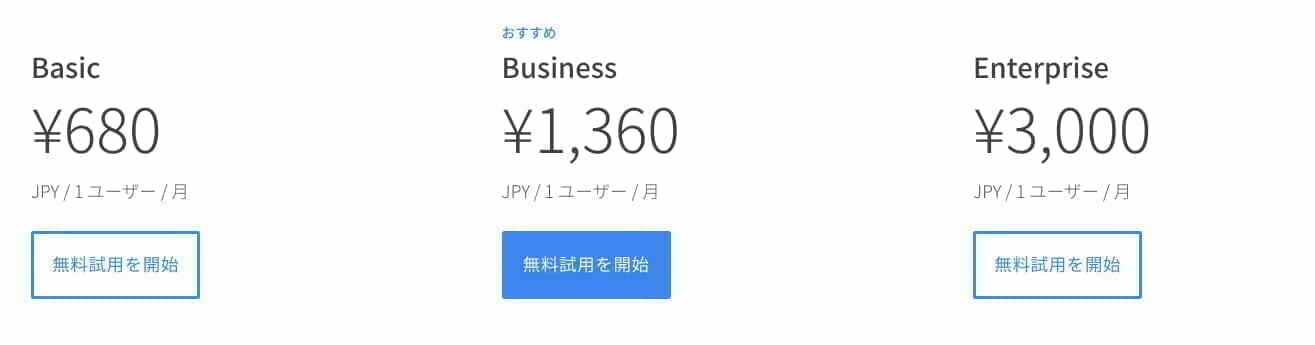 G Suite 料金:日本