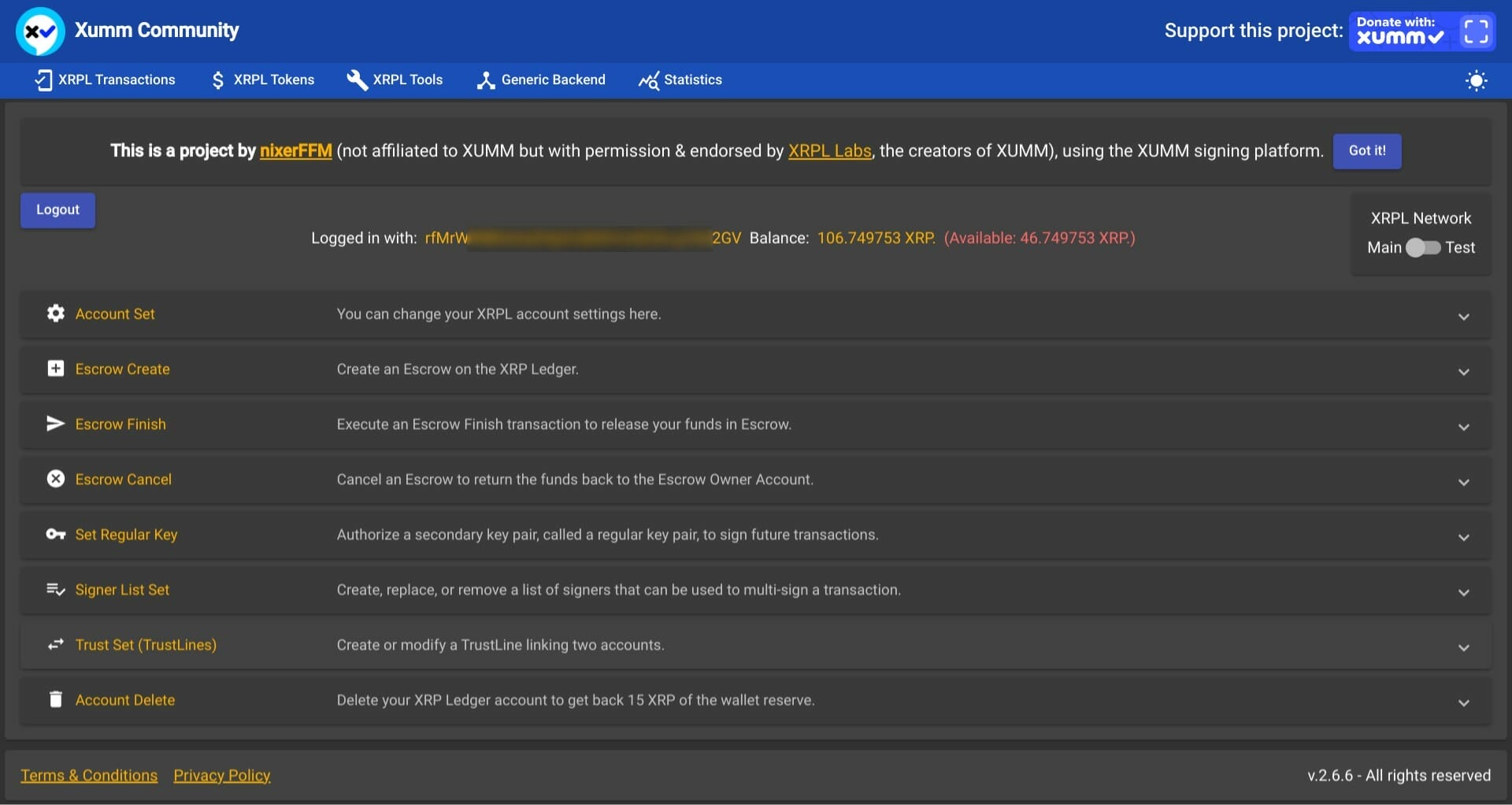 XUMM community：XUMM ウォレットでログイン
