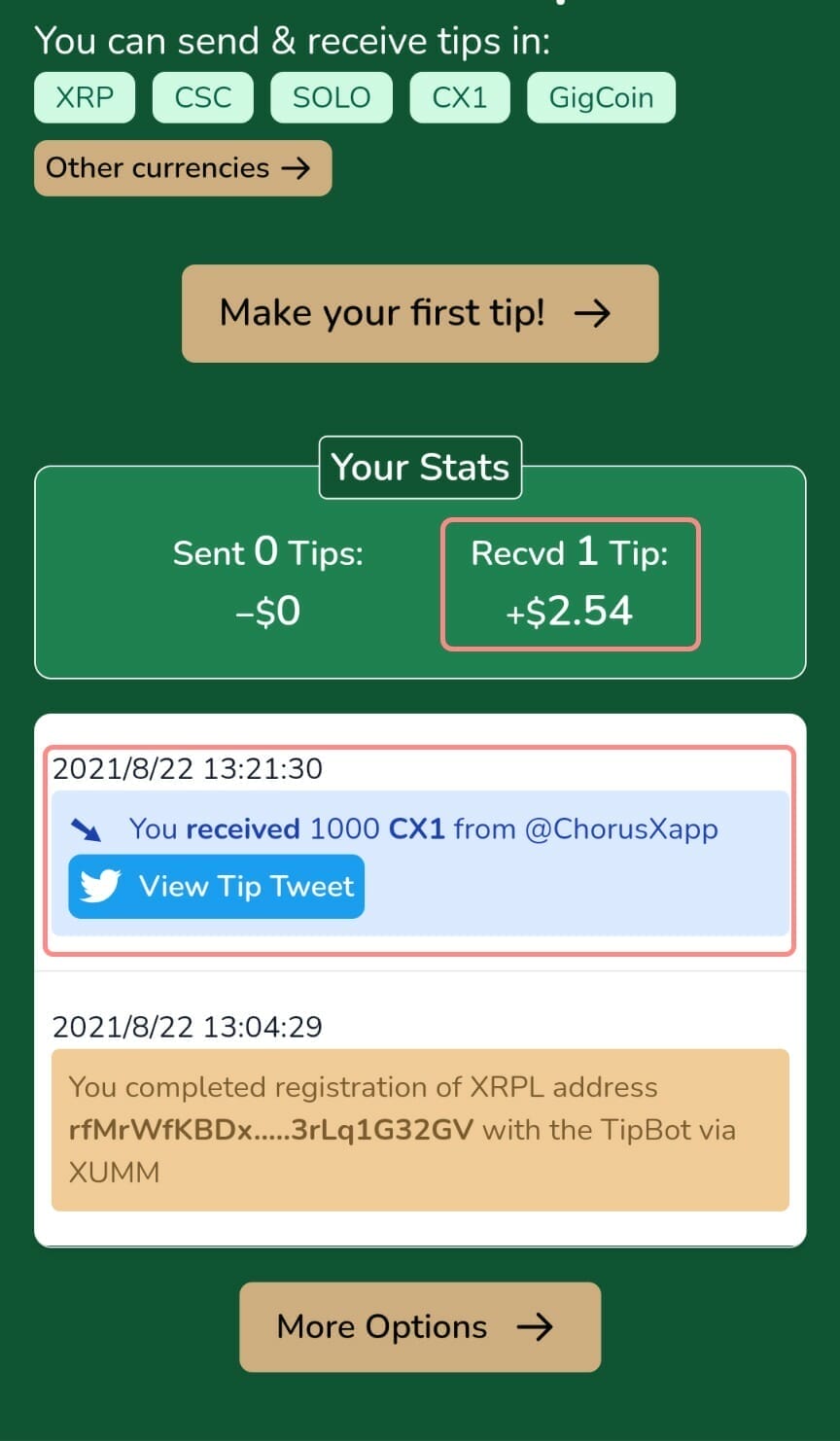 tipbot.tips：チップの受け取り方
