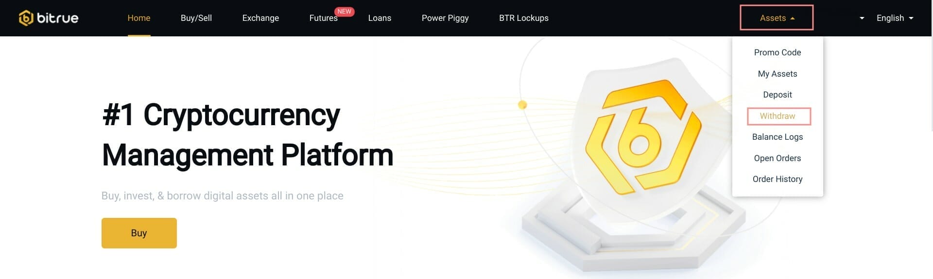 Bitrue：送金フォームを開く