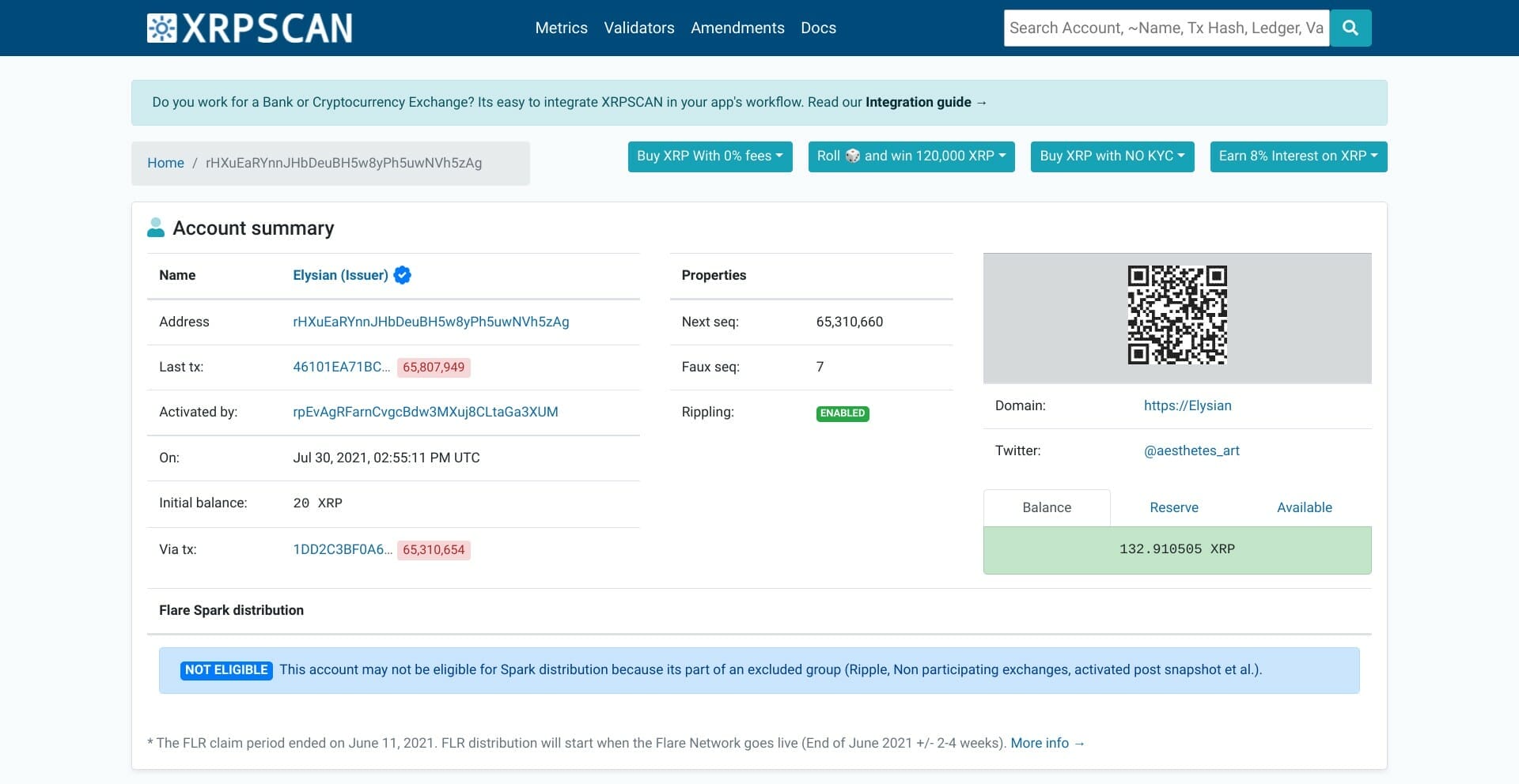 XRP SCAN：発行アドレスの確認する