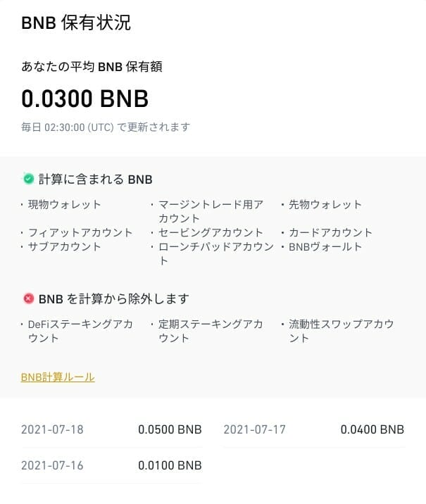 バイナンス：BNB 保有状況