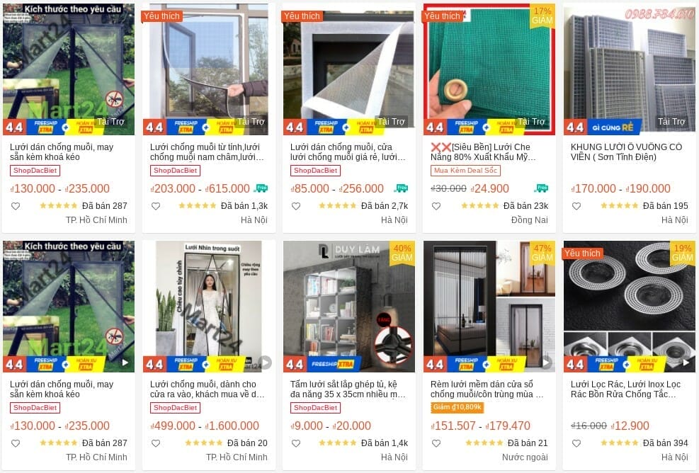 ベトナムのオンラインストアで販売されているマグネット式の蚊帳